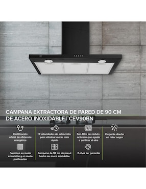 Campana de pared Avera CEV90BN de acero inoxidable