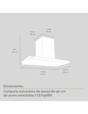 Campana de pared Avera CEV90BN de acero inoxidable