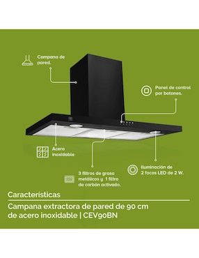 Campana de pared Avera CEV90BN de acero inoxidable