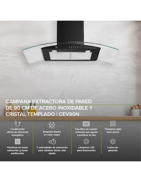 Campana de pared Avera CEV90N de acero inoxidable