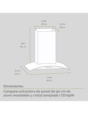 Campana de pared Avera CEV90N de acero inoxidable