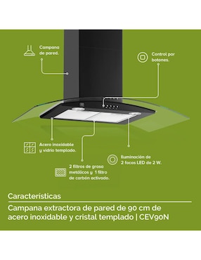 Campana de pared Avera CEV90N de acero inoxidable