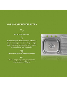 Tarja de acero inoxidable Avera con escurridor derecho PAF02S