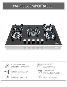 Parrilla a gas lp empotrable Supra