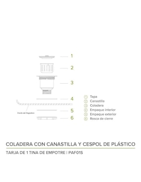 Tarja 1 tina de acero inoxidable Avera PAF01S