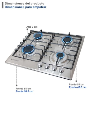 Parrilla a gas lp empotrable Supra