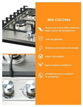 Parrilla a gas lp empotrable Mia Cuccina