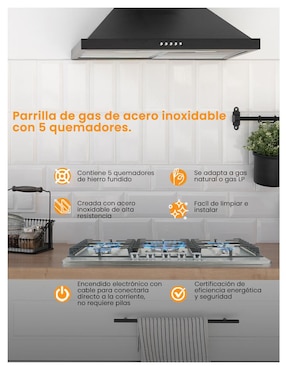 Parrilla a gas lp empotrable Mia Cuccina