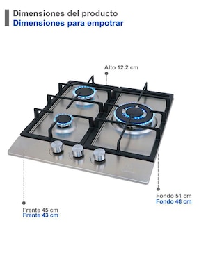 Parrilla a gas lp empotrable Supra