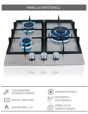 Parrilla a gas lp empotrable Supra