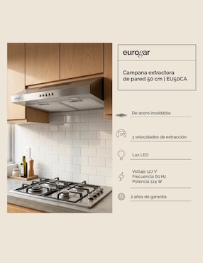 Campana de pared Eurogar EU50CA de acero inoxidable