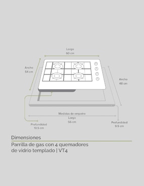 Parrilla a gas lp empotrable Avera