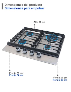 Parrilla a gas lp empotrable Supra