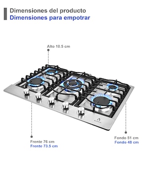 Parrilla a gas lp empotrable Supra