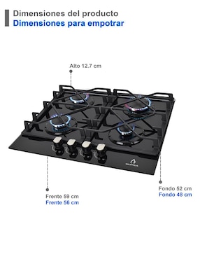 Parrilla a gas lp empotrable Supra