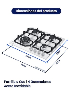 Parrilla a gas lp empotrable Naesi