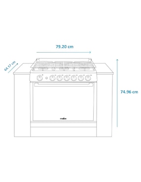Estufa empotrable a gas LP Mabe 80 cm XOC80800CBS0 de 5 quemadores