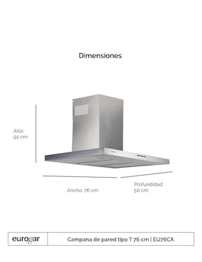Campana de pared Eurogar EU76CA de acero inoxidable
