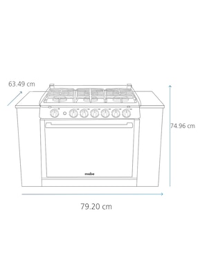Estufa empotrable Mabe  79.20 cm XOC80790CMPUV80 de 6 quemadores
