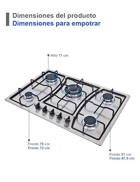 Parrilla a gas lp empotrable Supra