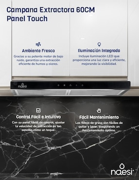 Campana de pared Naesi AN503 de acero inoxidable