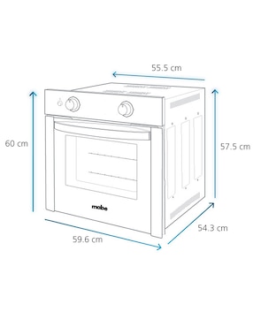 Horno a gas LP Mabe HM6027GWAI0 capacidad 60 L