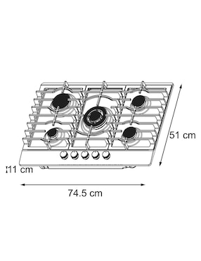 Parrilla a gas lp empotrable Koblenz