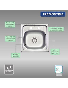 Tarja 1 tina de acero inoxidable Tramontina 93931425