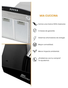 Campana de pared Mia Cuccina de acero inoxidable