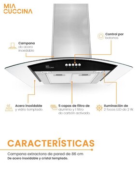 Campana de pared Mia Cuccina de acero inoxidable