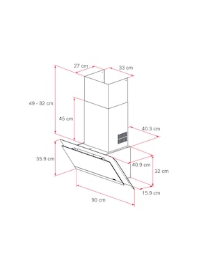 Campana de pared Teka DVI 98-G1 EOS BM de cristal templado