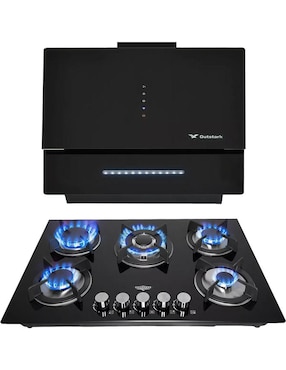 Combo campana de pared Gutstark MKZ-CAM600PARRITEMP5 de metal y vidrio + parrilla