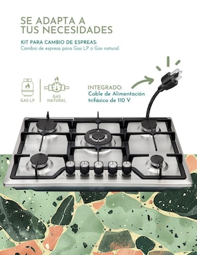 Parrilla a gas lp empotrable Rivel