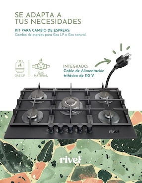 Parrilla a gas lp empotrable Rivel