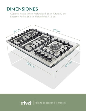 Parrilla a gas lp empotrable Rivel