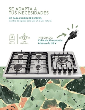 Parrilla a gas lp empotrable Rivel