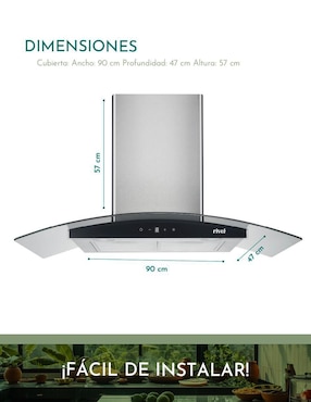 Campana de pared Rivel CAMP-XCT90 de acero inoxidable