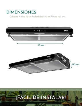 Campana de pared Rivel CAMP-NGT75 de acero inoxidable