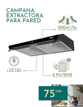 Campana de pared Rivel CAMP-NGT75 de acero inoxidable