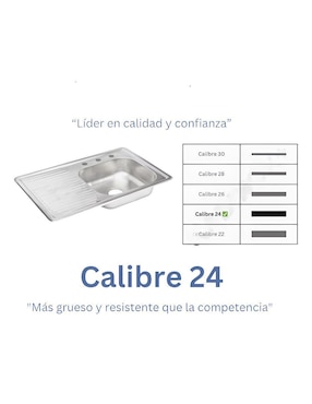 Tarja de acero inoxidable Xtellar con escurridor izquierdo XTLLAR2426
