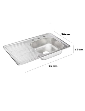 Tarja de acero inoxidable Xtellar con escurridor izquierdo XTLLAR2426