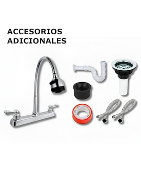 Tarja de acero inoxidable Xtellar con escurridor izquierdo XTLLAR2426