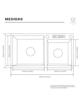 Fregadero de acero inoxidable Yma Home Portacuchillo