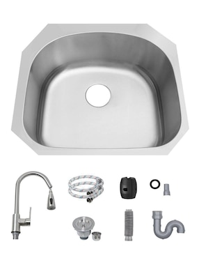 Fregadero de acero inoxidable Yma Home ch. plata y kit