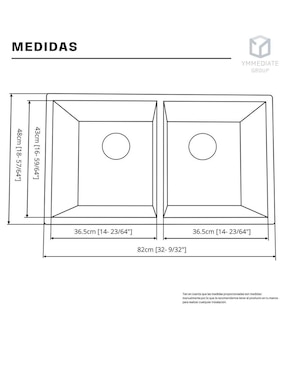Fregadero de acero inoxidable Yma Home cuadrada negra