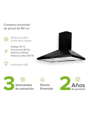 Campana de pared Avera CEP90N de acero inoxidable