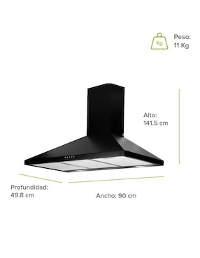 Campana de pared Avera CEP90N de acero inoxidable