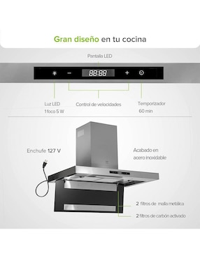 Campana de pared Avera cev90g de acero inoxidable