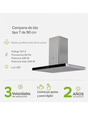 Campana de isla Avera cei90 de acero inoxidable