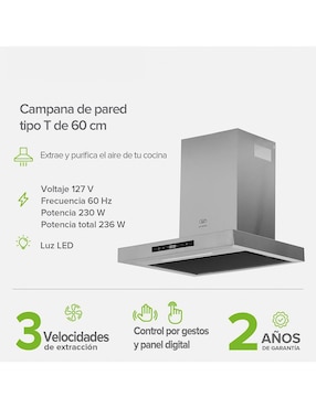 Campana de pared Avera cev60g de acero inoxidable